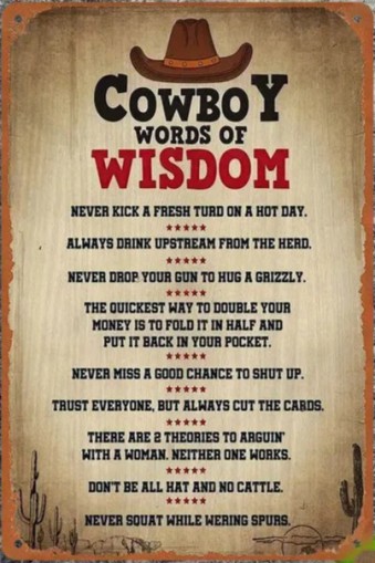 Метален уестърн постер / Cowboy words of wisdom