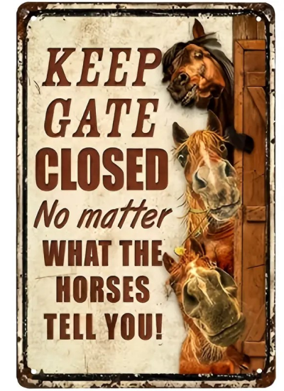 Метален уестърн постер / Keep gate closed